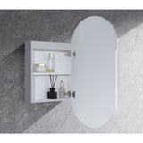 LED Krystal Collection Oval Shaving Cabinet Matt White 450x900x115mm