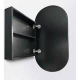 Krystal Collection Oval Shaving Cabinet Matt Black 450x900x115mm