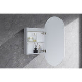 Krystal Collection Oval Shaving Cabinet Matt White 450x900x115mm
