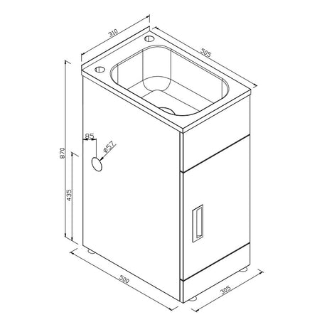 LAVASSA 20L Slimline Laundry Trough and Cabinet 310x505x870mm