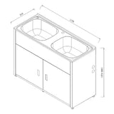 LAVASSA 45L Double Bowl Laundry Trough and Cabinet 1170x510x870mm