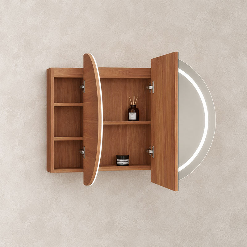 LED Amber Collection Oval Shaving Cabinet Rosewood 1200x750x145mm