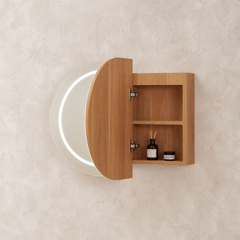 LED Amber Collection Oval Shaving Cabinet Rosewood 900x600x145mm