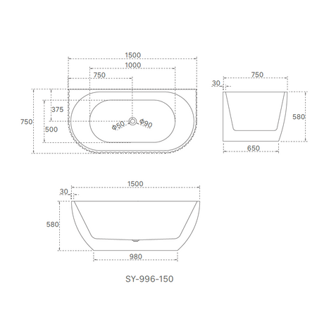 Lamont Collection FREESTANDING BATH 1700x800x580mm