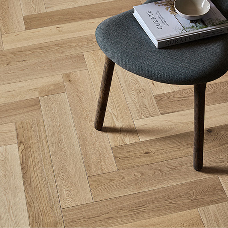 De Marque European Oak Engineered Flooring Herringbone Latte 600x120x15/4mm