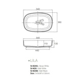 Solid Surface Basin Series Lila Above Counter Matt Black 540x361x130mm