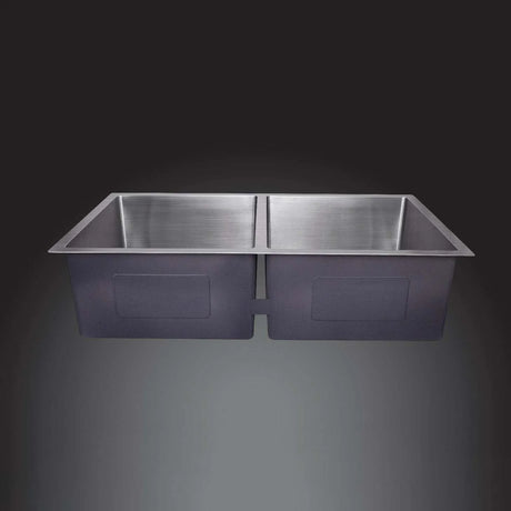 Double Bowl Sink Brushed Silver 860x450x220mm