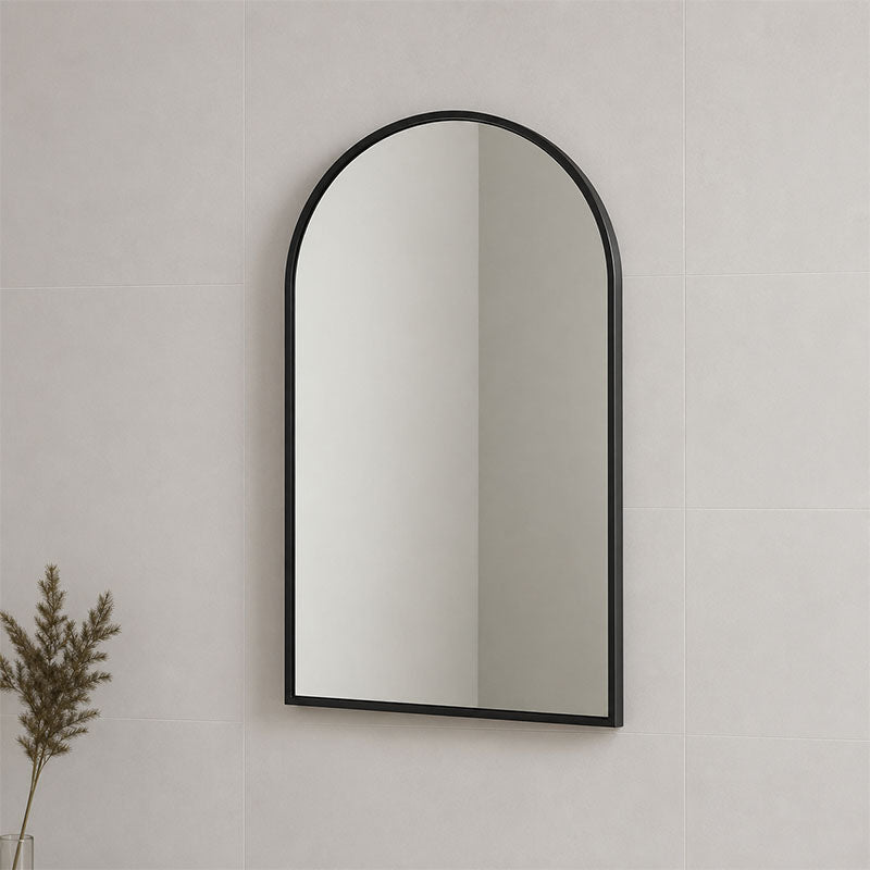FUM Framed Arched Wall Mirror Black 600x800x5mm