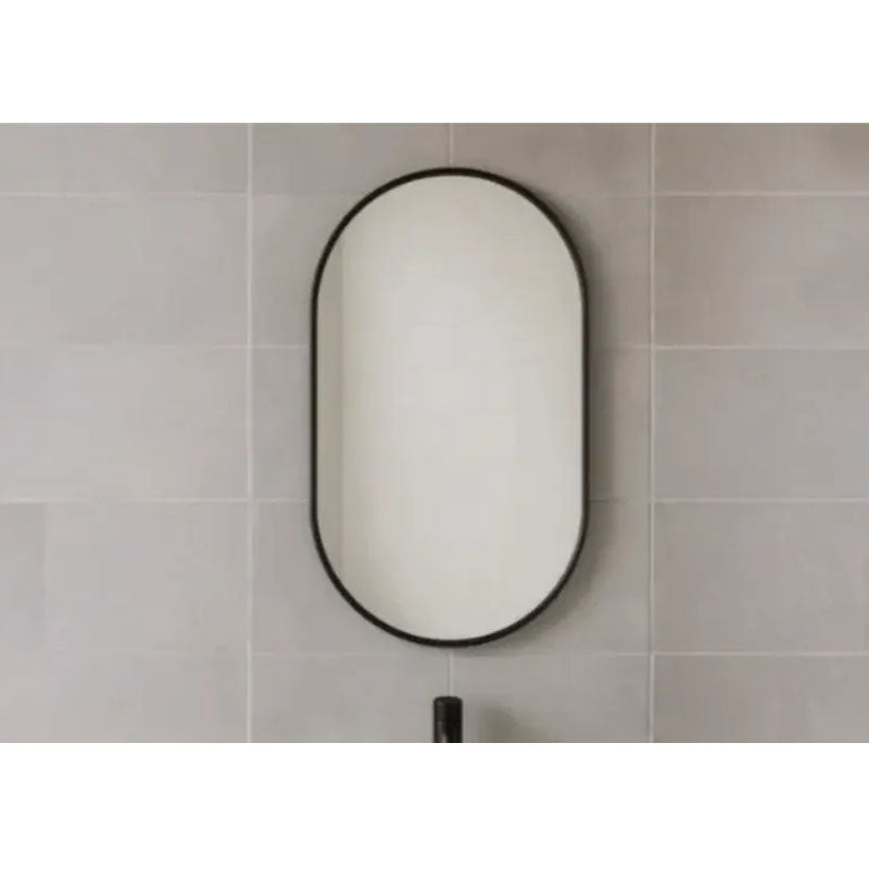 Pill Sharp Framed Oval Wall Mirror Black 600x800x5mm