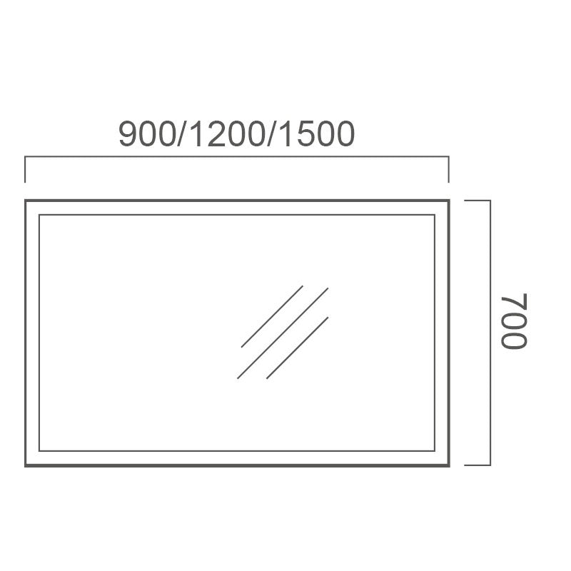Anti Fog Mirror with LED Light and Touch-on Switch 900Wx700H