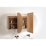 MILAN Oval Shape Mirror Cabinet Natural wood 1200x600x165mm