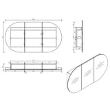 MILAN Oval Shape Mirror Cabinet Natural wood 1500x800x165mm