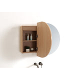 MILAN Oval Shape Mirror Cabinet Natural wood 900x600x165mm