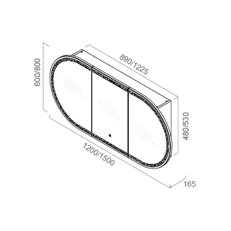 PIAZA 1500 LED Mirror Cabinet 1500x165x800mm