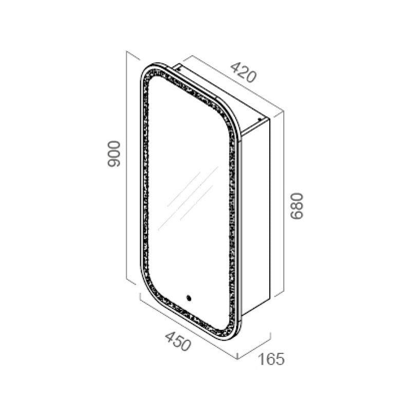 PIAZA LED Mirror Cabinet 450x120x900mm