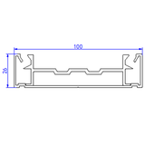 Aluminium Grate Tile Insert Gun Metal Depth 26mm Custom Length XXX (PER 100mm)