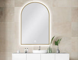 ARCHED SHAPE GOLD FRAMED CARYSIL LED MIRROR 600X900MM