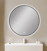 ROUND SHAPE BLACK FRAMED CARYSIL LED MIRROR 750MM