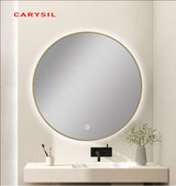 ROUND SHAPE GOLD FRAMED CARYSIL LED MIRROR 750MM