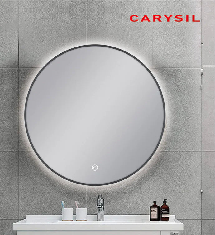 ROUND SHAPE GUNMETAL FRAMED CARYSIL LED MIRROR 750MM