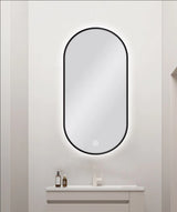 CAPSULE SHAPE BLACK FRAMED CARYSIL LED MIRROR 450X900MM