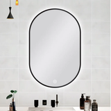 Oval Shape Framed Carysil LED Mirror Black 600x900mm