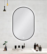 CAPSULE SHAPE BLACK FRAMED CARYSIL LED MIRROR 600X900MM