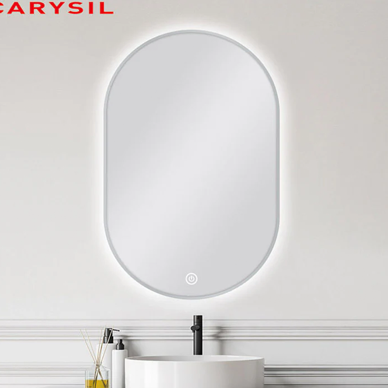 Oval Shape Framed Carysil LED Mirror Brushed Nickel 600x900mm