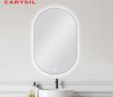 CAPSULE SHAPE BRUSHED NICKEL FRAMED CARYSIL LED MIRROR 600X900MM