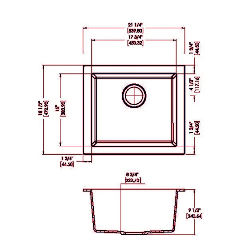 Carysil Maples Single Bowl Granite Kitchen Sink White 539.8x472.9x240.6mm