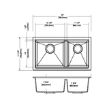 Carysil Maples Double Bowl Granite Kitchen Sink Black 786x446.6x200mm