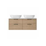 Oakdra(Hung) Series Double Bowls Natural Timber Overall 1180x455x520mm Vanity Set With Ceramic Slimline Top (UV31)