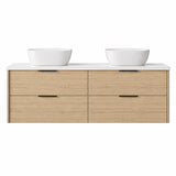 Oakdra(Hung) Series Double Bowls Natural Timber Overall 1480x455x520mm Vanity Set With Ceramic Slimline Top (UV31)