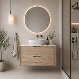 Oakdra(Hung) Series Natural Timber Overall 880x455x520mm Vanity Set With Ceramic Slimline Top (UV31)