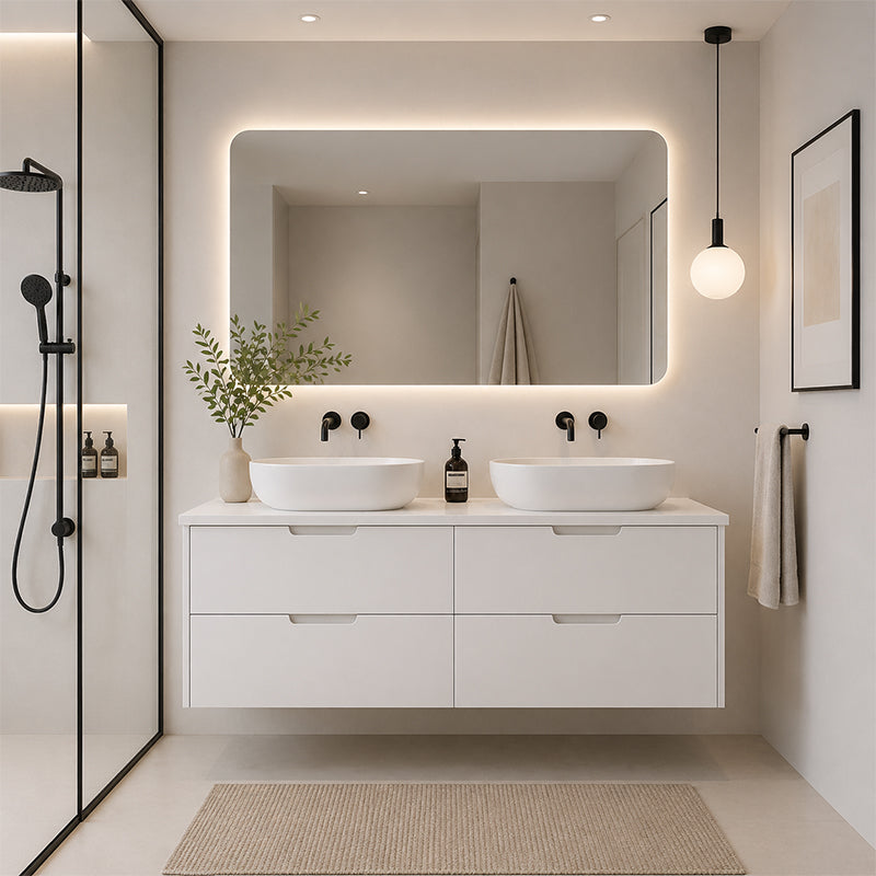 Oakdra(Hung) Series Double Bowls Matt White Overall 1180x455x520mm CABINET ONLY