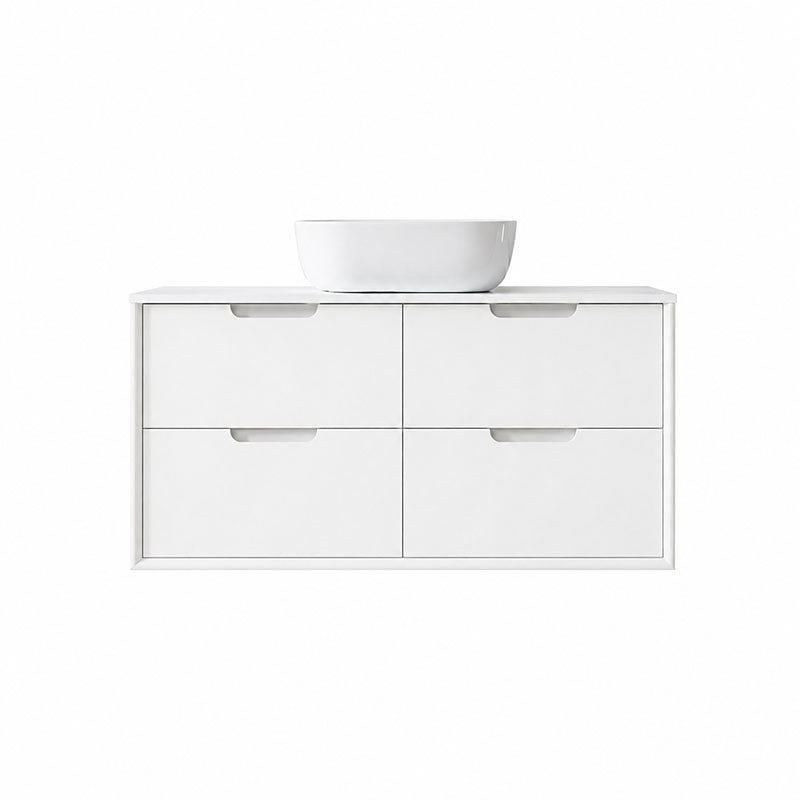 Oakdra(Hung) Series Single Bowl Matt White Overall 1180x455x520mm Vanity Set With Ceramic Slimline Top (UV31)