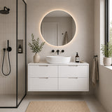 Oakdra(Hung) Series Single Bowl Matt White Overall 1180x455x520mm Vanity Set With Ceramic Slimline Top (UV31)