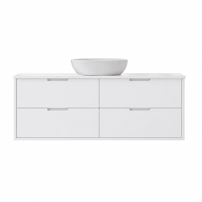 Oakdra(Hung) Series Single Bowl Matt White Overall 1480x455x520mm Vanity Set With Ceramic Slimline Top (UV31)