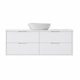 Oakdra(Hung) Series Single Bowl Matt White Overall 1480x455x520mm Vanity Set With Ceramic Slimline Top (UV31)