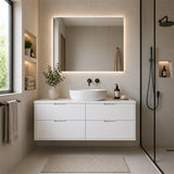 Oakdra(Hung) Series Single Bowl Matt White Overall 1480x455x520mm Vanity Set With Ceramic Slimline Top (UV31)