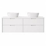 Oakdra(Hung) Series Double Bowls Matt White Overall 1480x455x520mm Vanity Set With Ceramic Slimline Top (UV31)