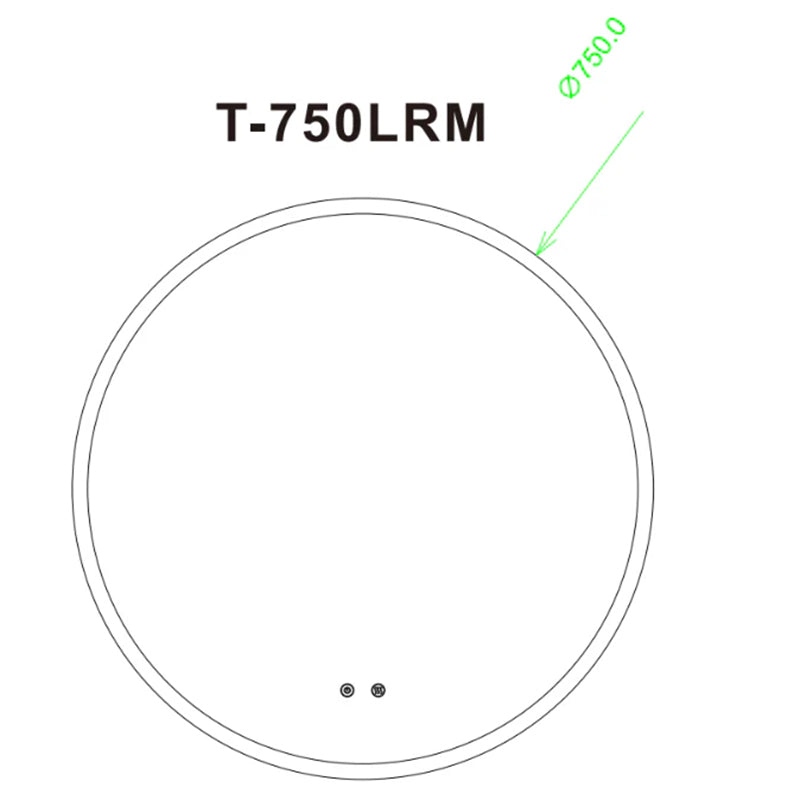 Round 3 Color Lighting Acrylic LED Mirror Touch Sensor Switch Defogger Pad Wall Mounted-Lighting On The Rim 750mm