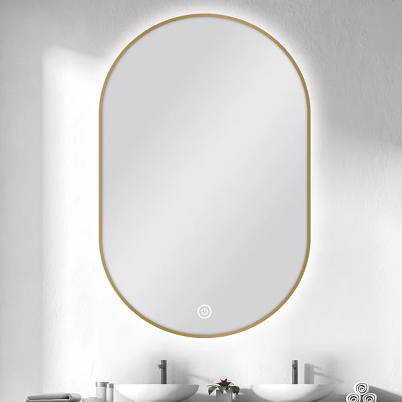 Oval Shape Framed Carysil LED Mirror Gold 600x900mm
