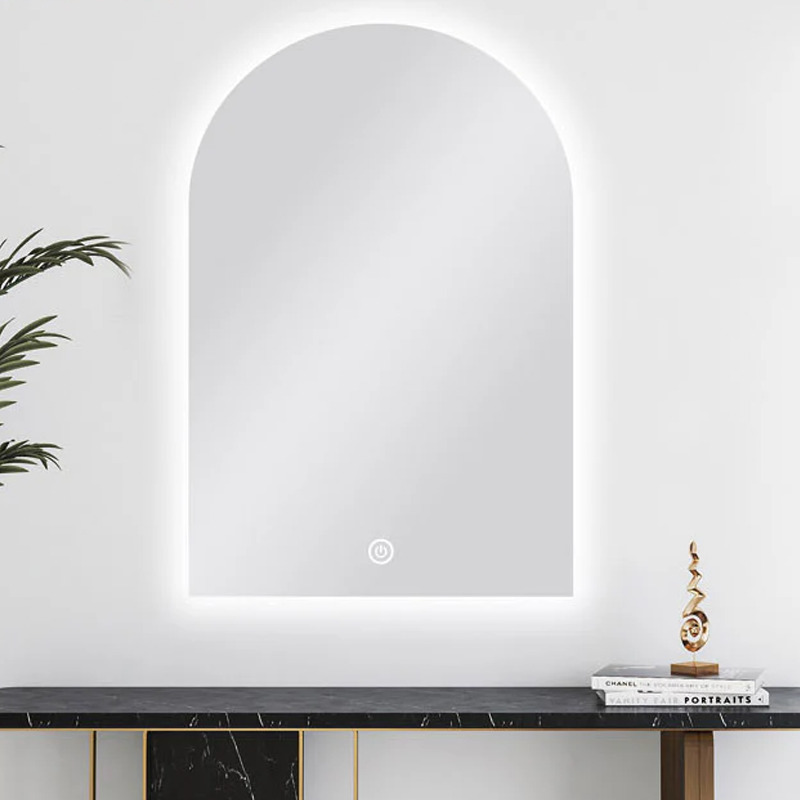 Less Reflective Mirror Arched Shape Frame-less Back-Lit Carysil LED Mirror 600x900mm – Joshua ...