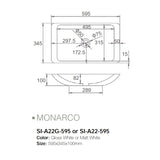 Solid Surface Basin Series Monarco Above Counter Gloss White 595x345x100mm