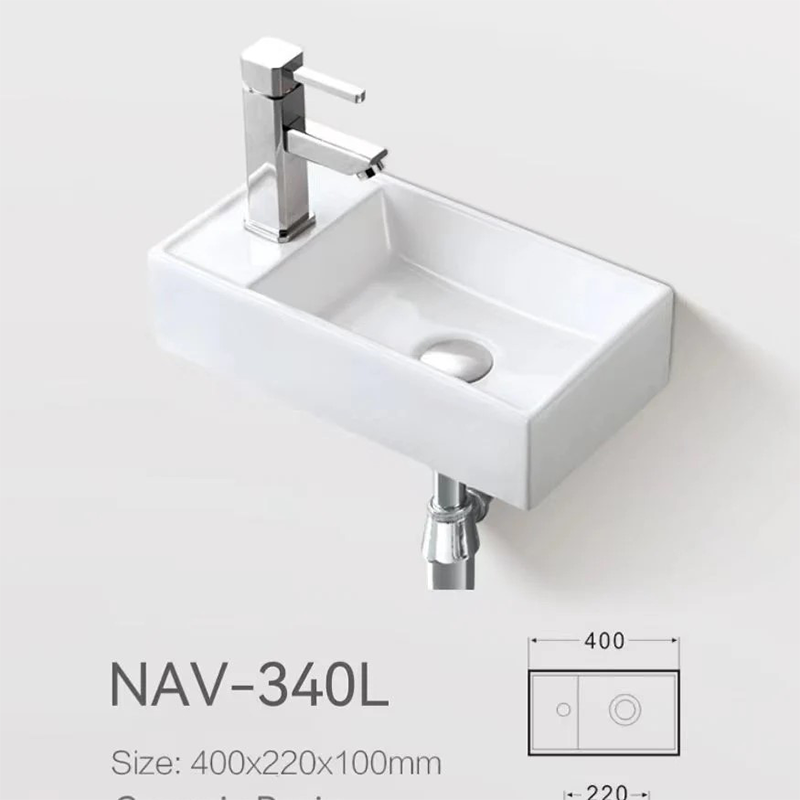 Left Above Counter Ceramic Basin Gloss White 400x220x100mm