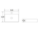 520X420X155MM GLOSS WHITE ABOVE COUNTER CERAMIC BASIN