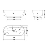 Berri Freestanding Matt White Bathtub 1500x720x600mm