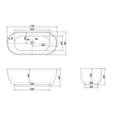 Berri Freestanding Matt White Bathtub 1700x780x600mm