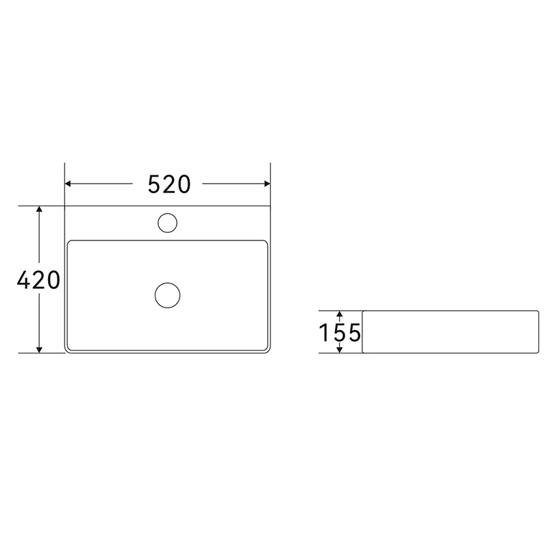 Above Counter Ceramic Basin Gloss White 520x420x155mm